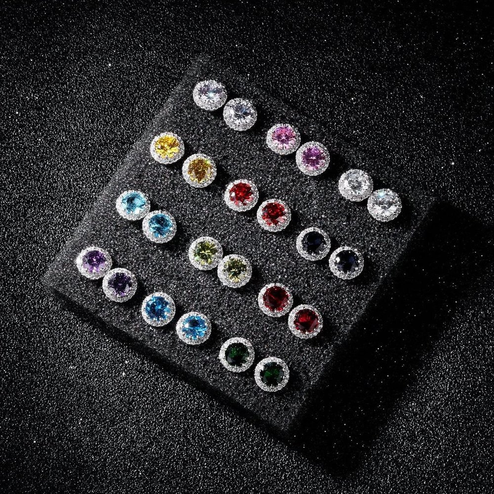 New Pink Tourmaline/October  Birthstone Stud Earrings Set, Copper Plated… - Picture 4 of 7